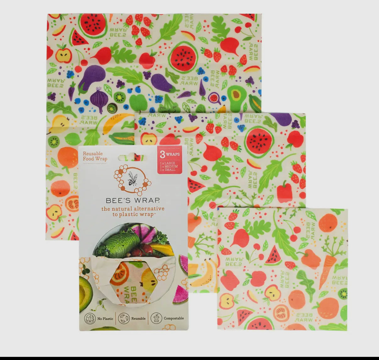 Bee's Wraps- ASSORTED SET OF 3 SIZES (S, M, L)