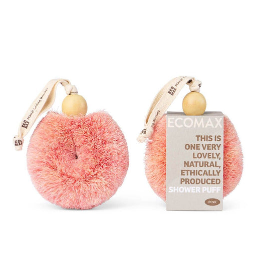 ECOMAX - pink Shower Puff Body Brushes - Handmade - All Natural