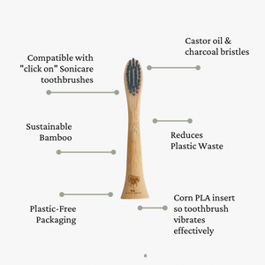 4-Pack Bamboo Electric Toothbrush Heads- Phillips Sonicare Compatible