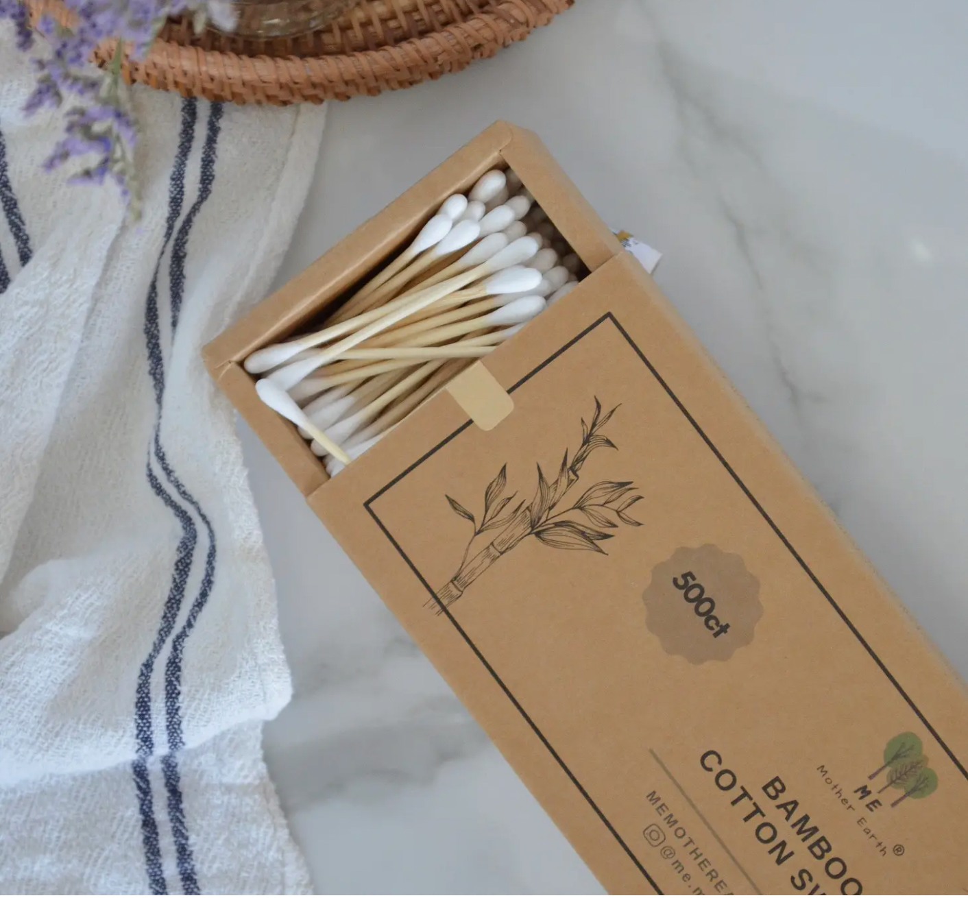 Bamboo & Cotton Ear Buds Cotton Swabs (Qtips)