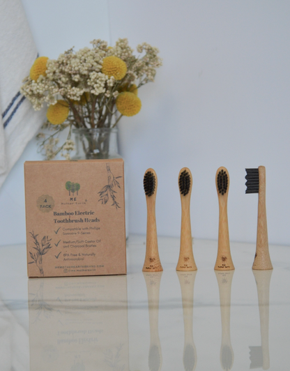 4-Pack Bamboo Electric Toothbrush Heads- Phillips Sonicare Compatible