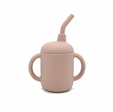 Silicone Sippy Cup with Straw in blush