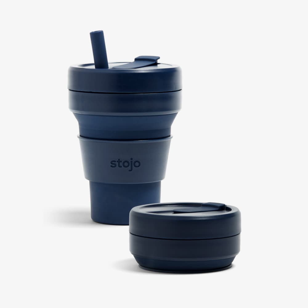 Navy Blue Stojo 24 oz Collapsible Travel Cup