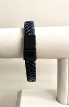 Mens Cuff Bracelet Black and Blue, Black and Silver