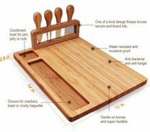 Rectangular Bamboo Cheese Board with pop-up stand for cutlery