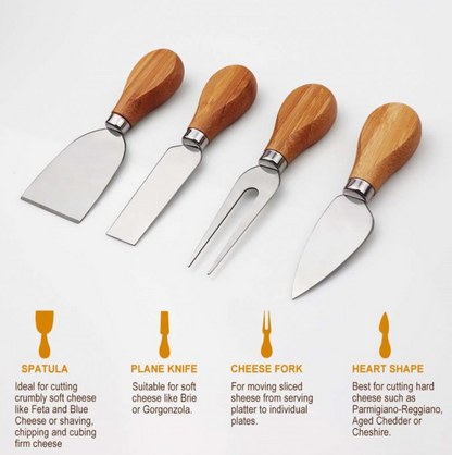 Rectangular Bamboo Cheese Board with pop-up stand for cutlery