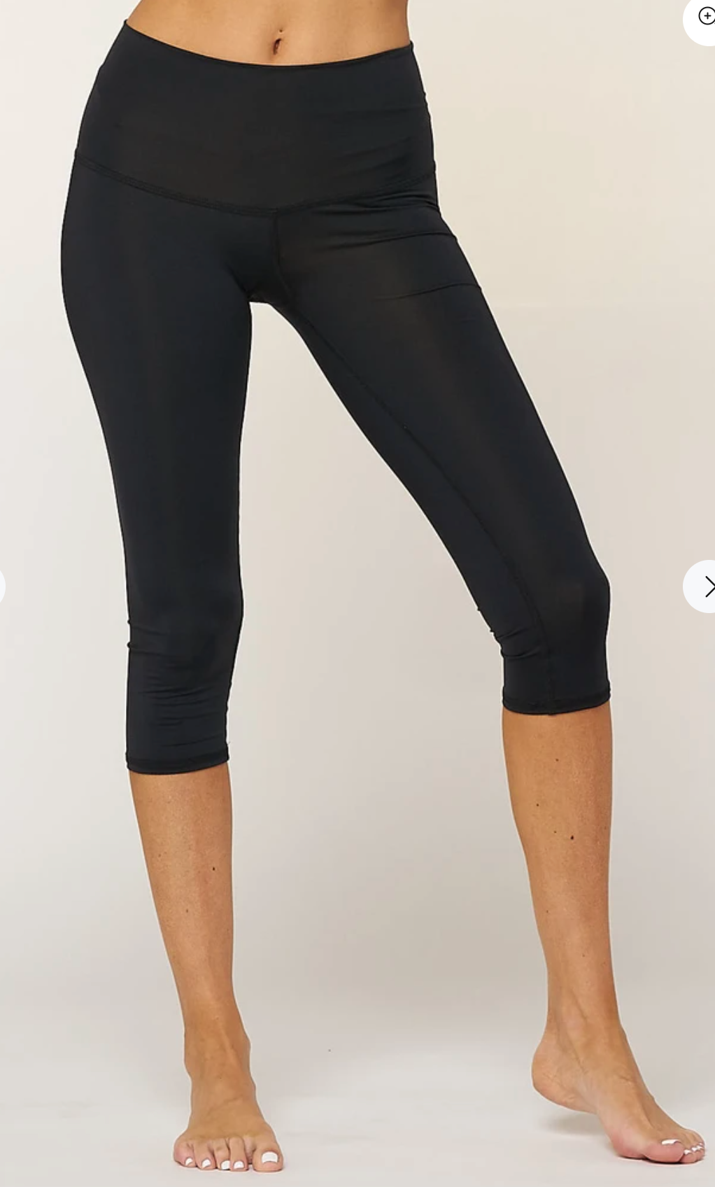 Solid Black Goddess Capri Leggings- Made from Recycled Water Bottles-SALE