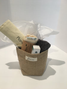 Eco Basket bamboo cutlery, bamboo cloth, organic cotton produce bag, reusable straw