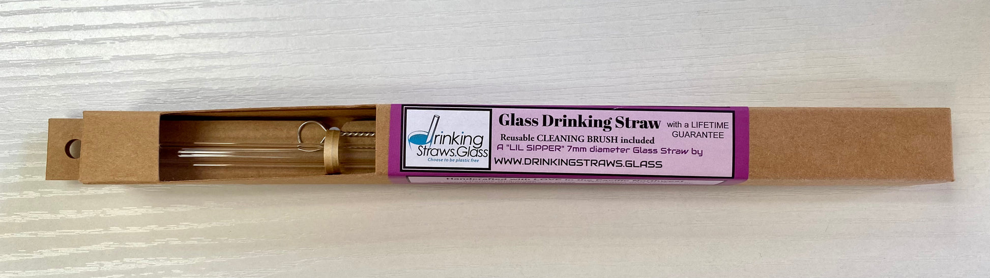 Glass drinking straw that's plastic free and zero waste from Planet Renu