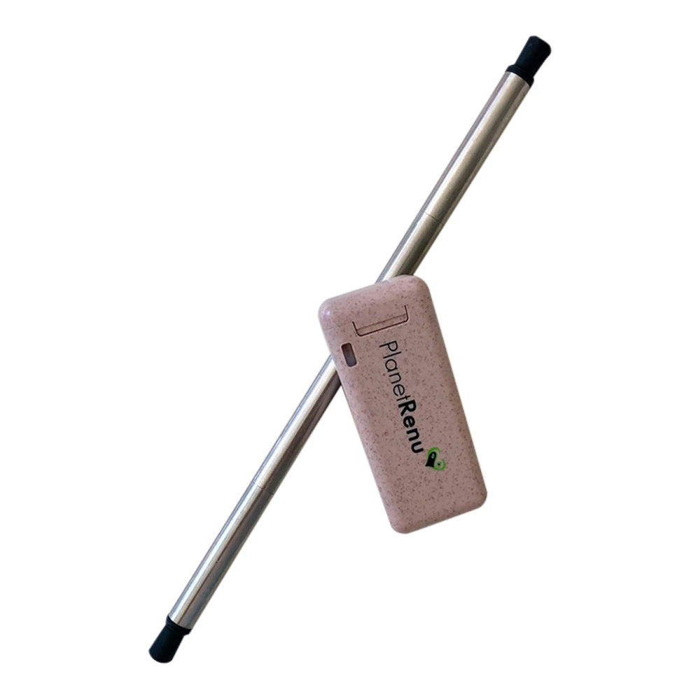 Collapsible straw in wheat straw case reusable and zero waste from Planet Renu