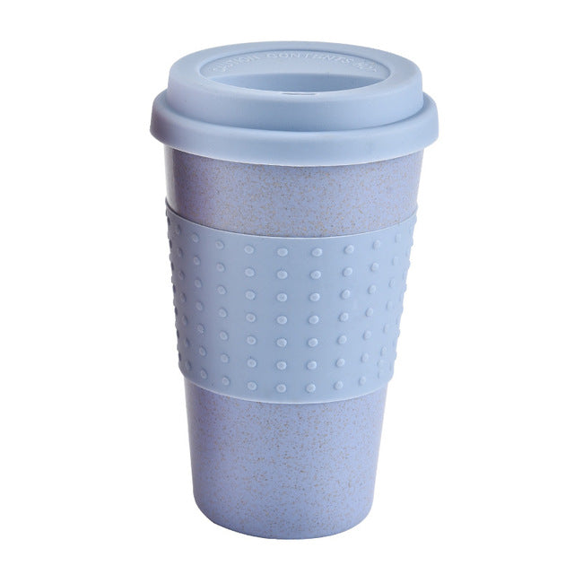 Wheat straw Reusable Drinking Mug with Silicone Lid