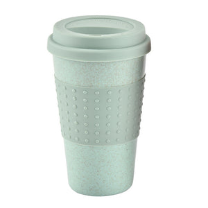 Wheat straw Reusable Drinking Mug with Silicone Lid